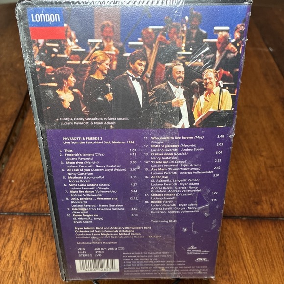 Pavarotti & Friends 2 (VHS, 1995) Bryan Adams Andrea Bocelli (NEW/SEALED) - Picture 2 of 3